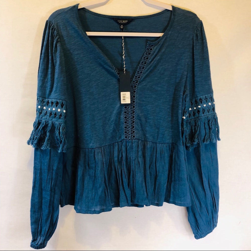 Lucky Brand long sleeve blue blouse